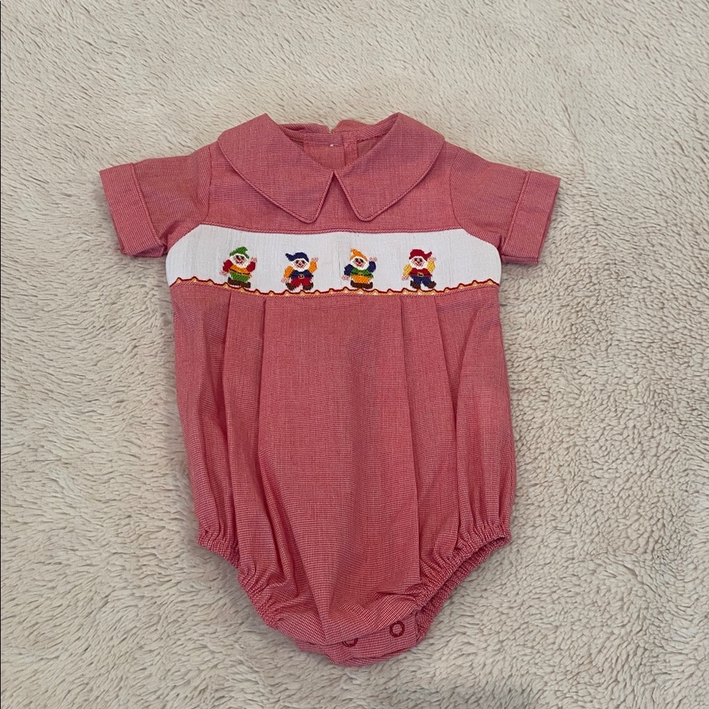 Banbury Cross Red Gingham Smocked Romper – 6M